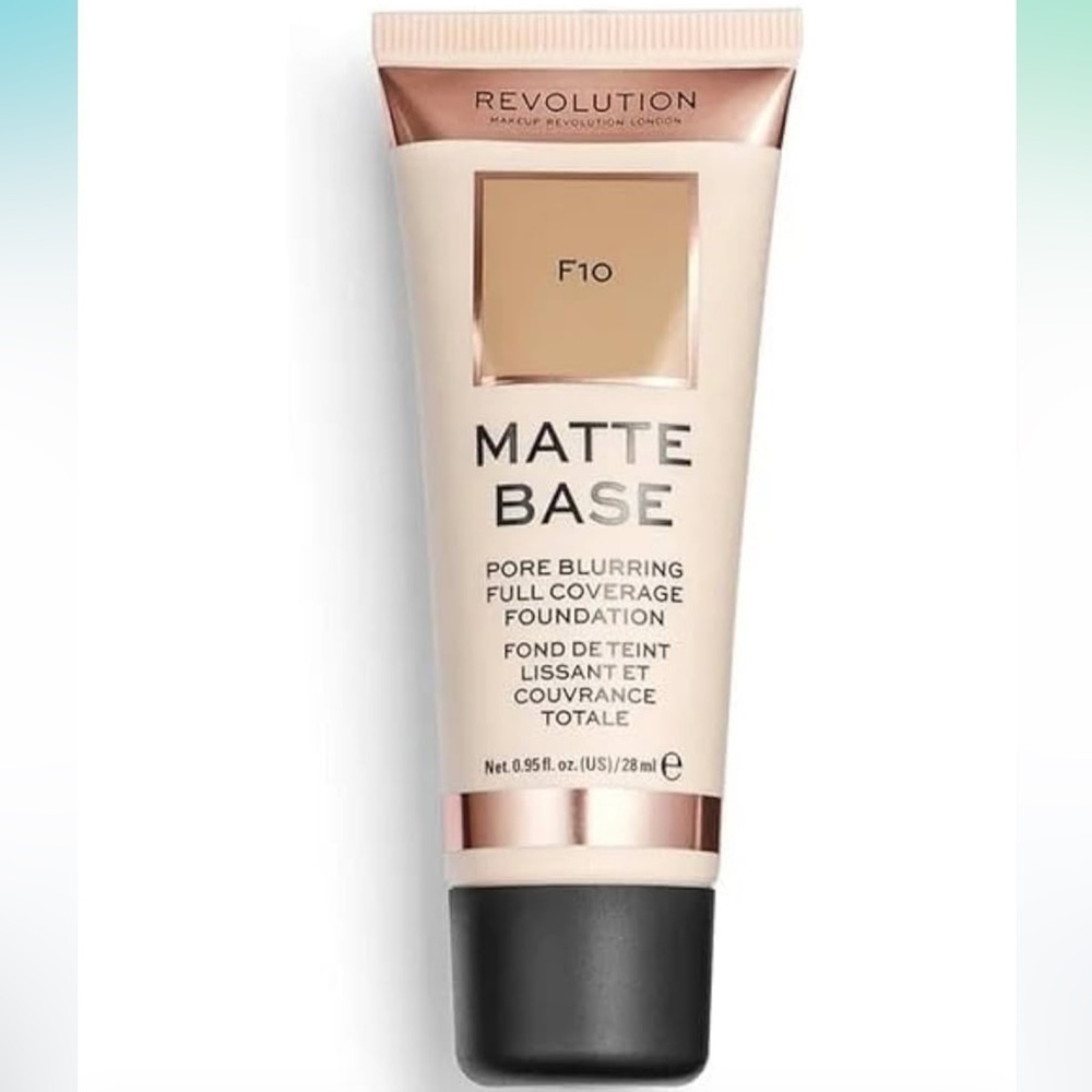 Makeup Revolution Matte Base Foundation F10 Full Coverage Pore Blurring 0.95oz